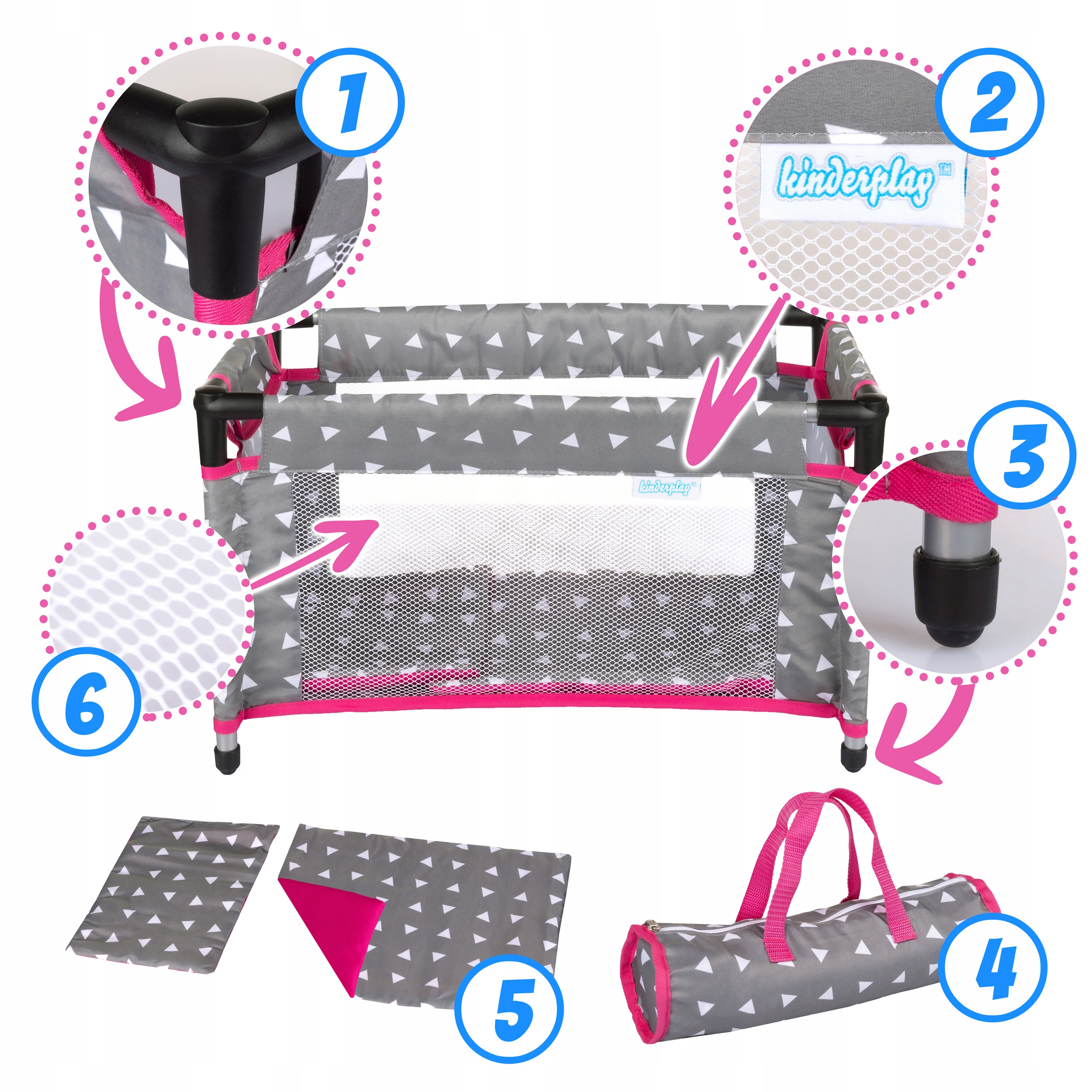 KINDERPLAY ŁÓŻECZKO DLA LALEK TURYSTYCZNE KOJEC AKCESORIA TORBA POŚCIEL Certyfikaty, opinie, atesty CE EN 71