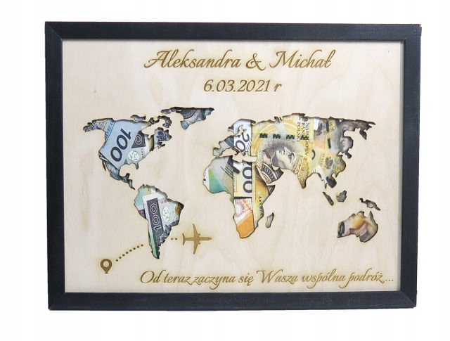 

Ramka Mapa Pieniądze Życzenia Prezent Ślub MA35