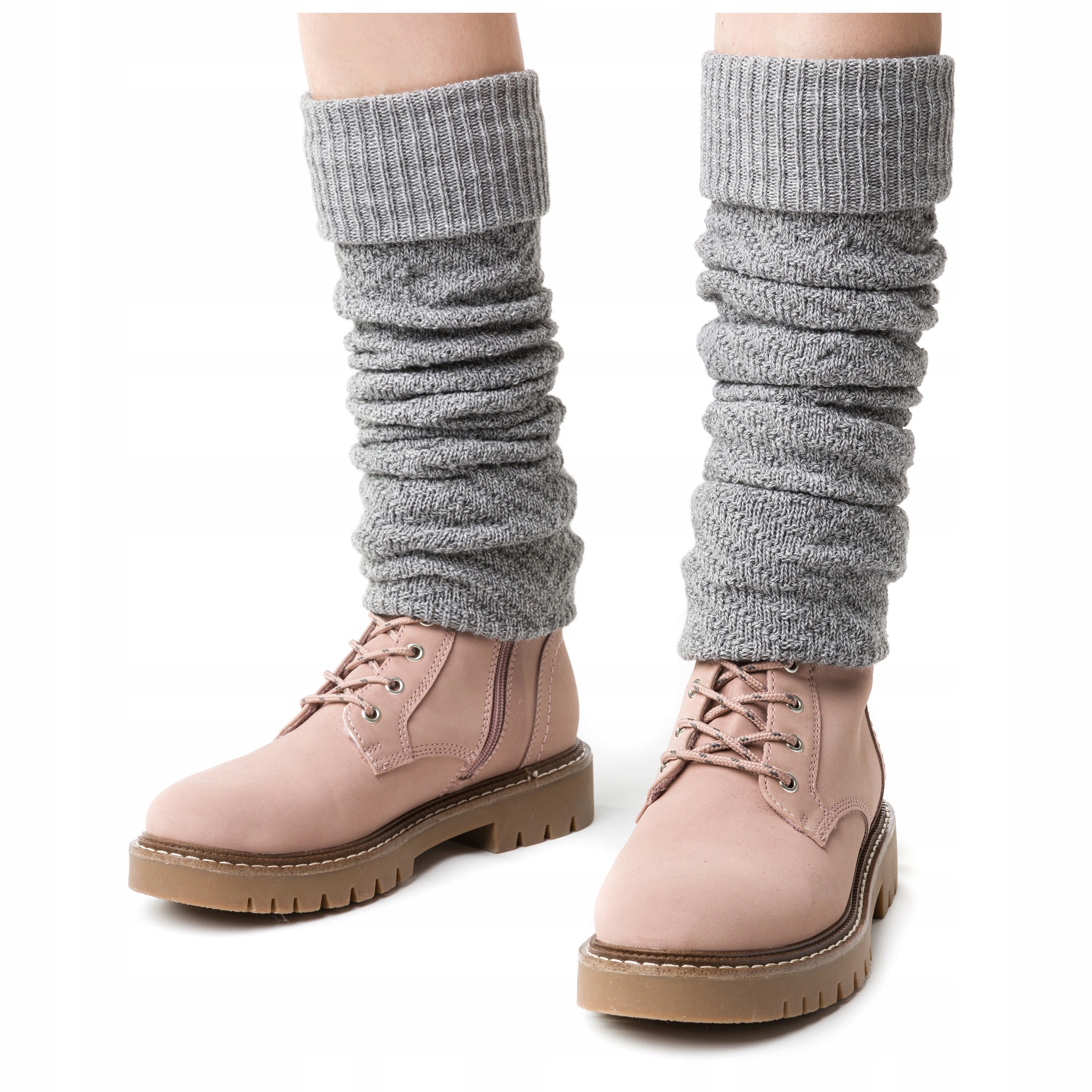 GETRY DAMSKIE ciepłe wełniane OCIEPLACZE Jodełka szare Steven *One size