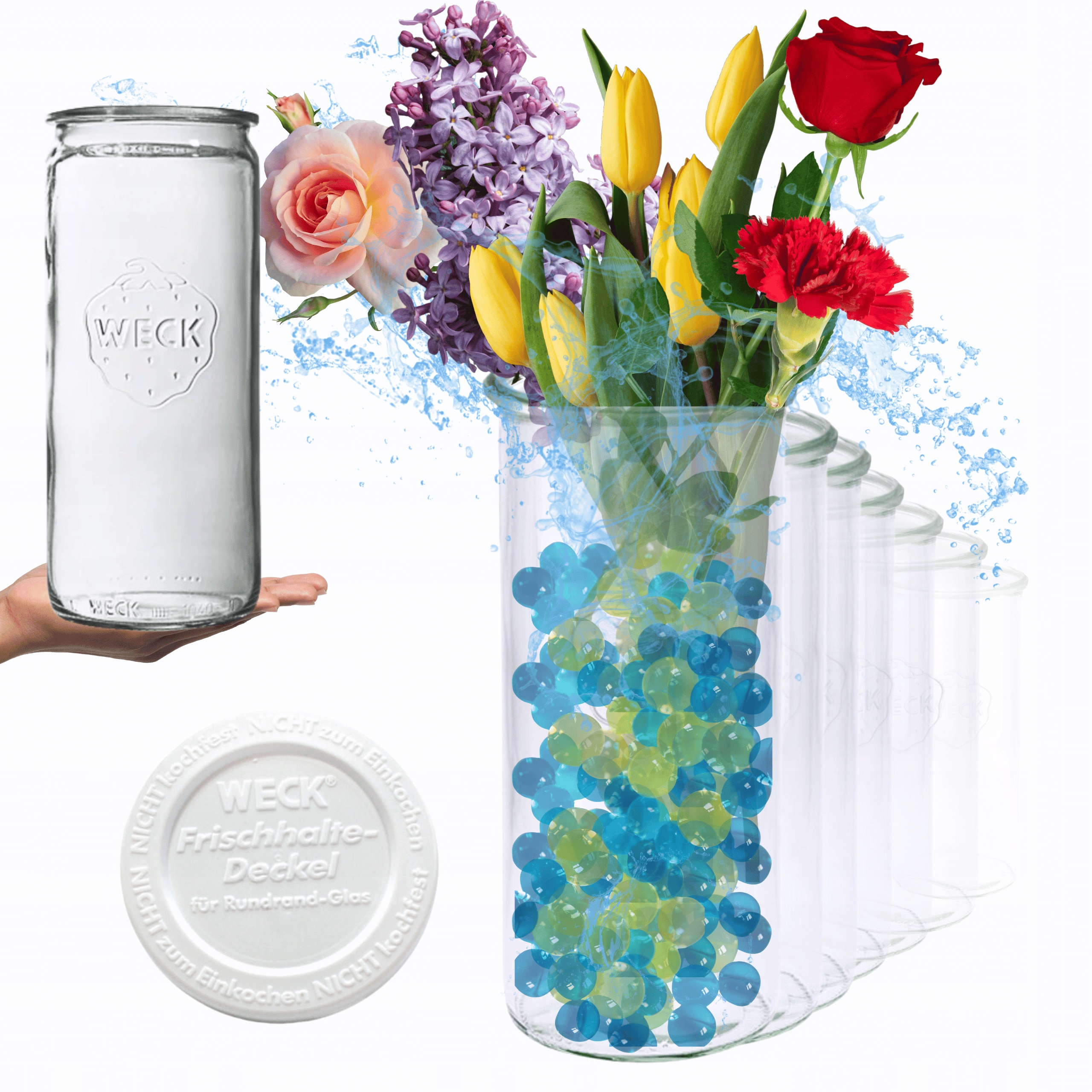 Poháre Weck 1575ml 1,575l váza Mold weki plastové, veko 12ks Cylinder v