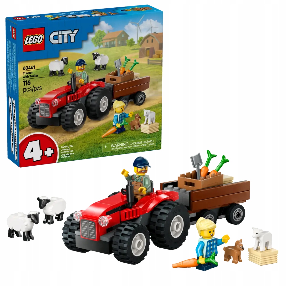 stavebnice Lego City 60461 Červený traktor s přívěsem a ovcí