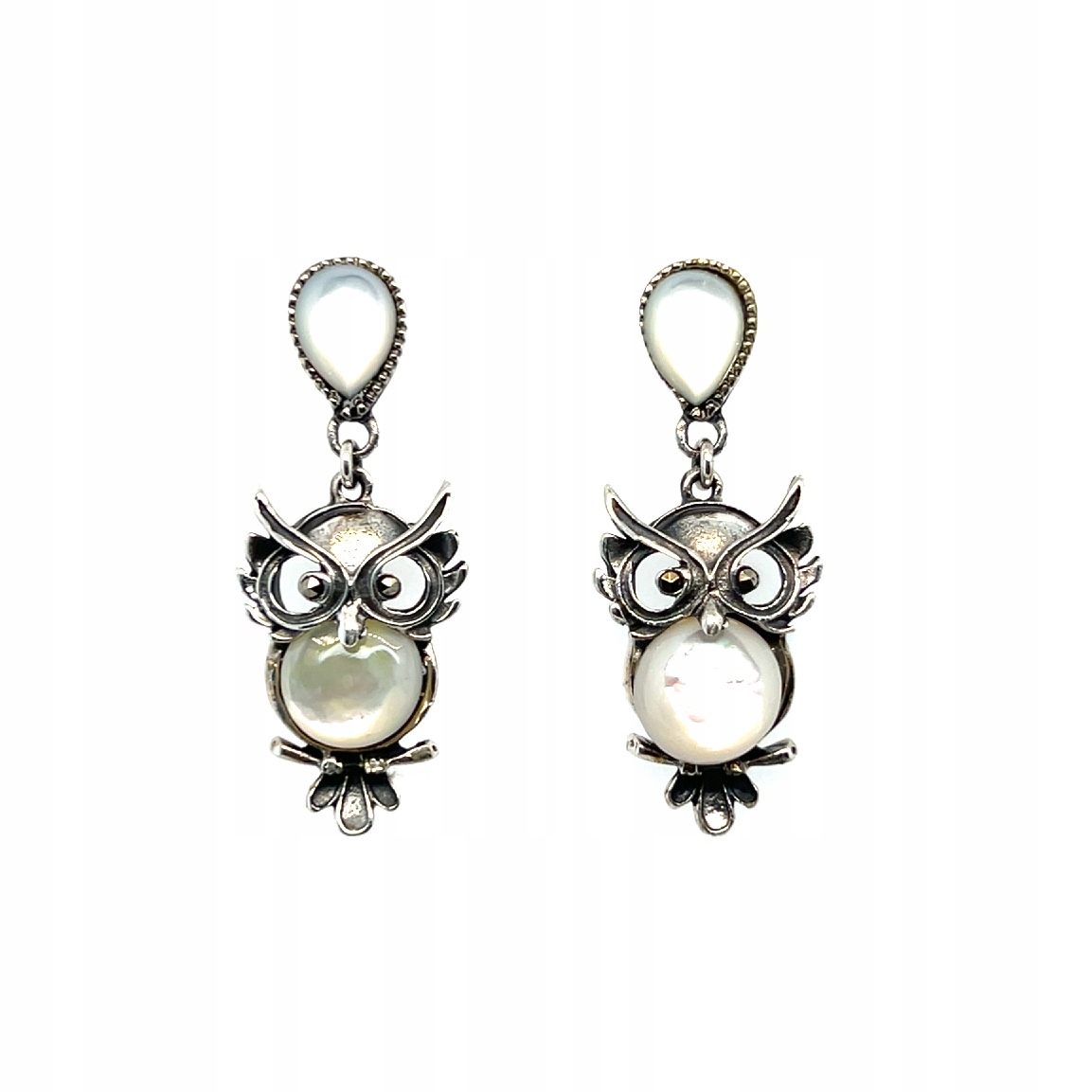 Náušnice ze sovy vyrobené z perleťové hmoty