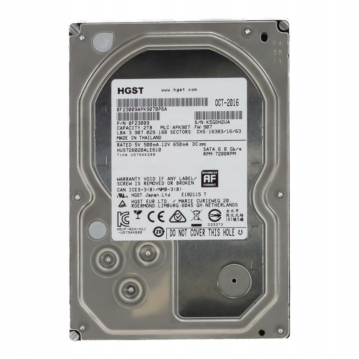 Hgst UltraStar 7K6000 2TB 7.2K 128MB Sata III 3.5'' HUS726020ALE610