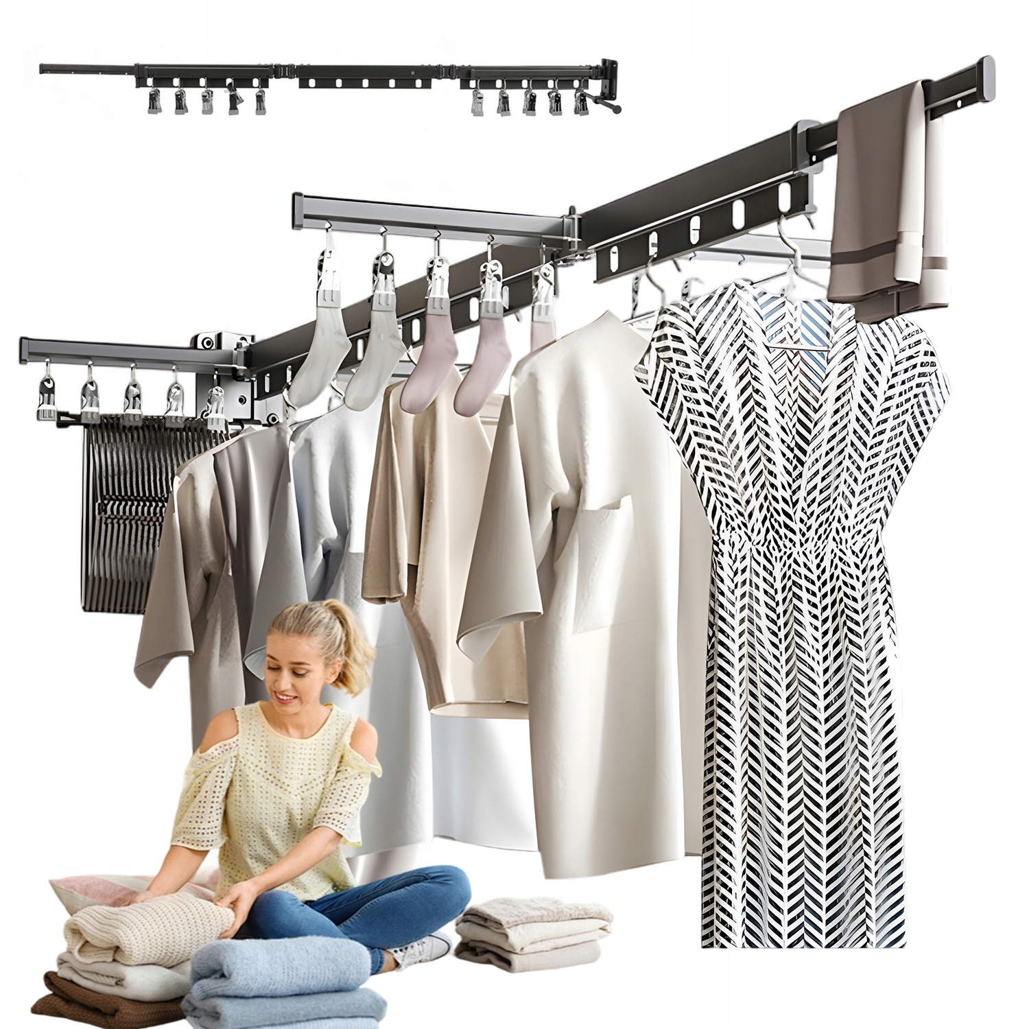 Levně Sušák Na Prádlo Otočná O 360 Stupňů S 20 Sponami Je Praktická