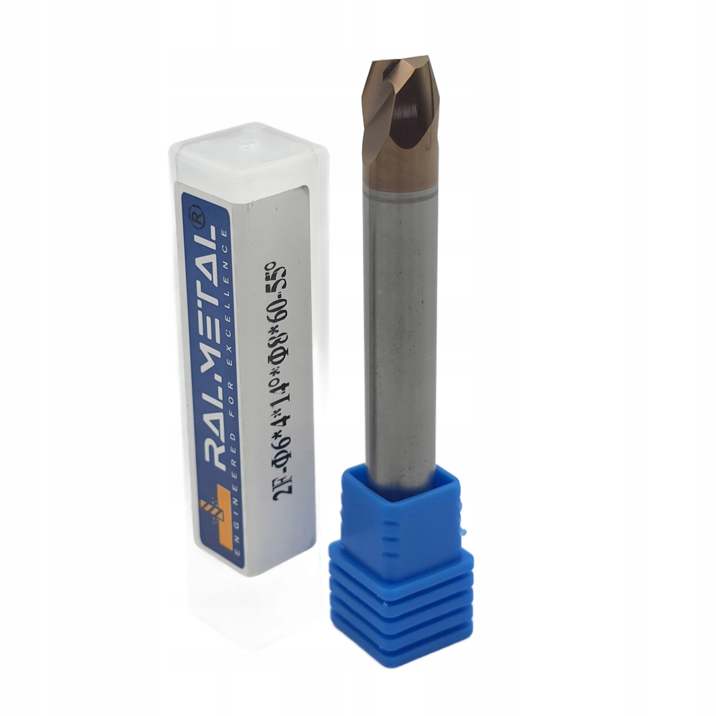 Frez Stożkowy Vhm do Matryc Płaski 6 x 14° x D8 mm TiSiN 55 Hrc