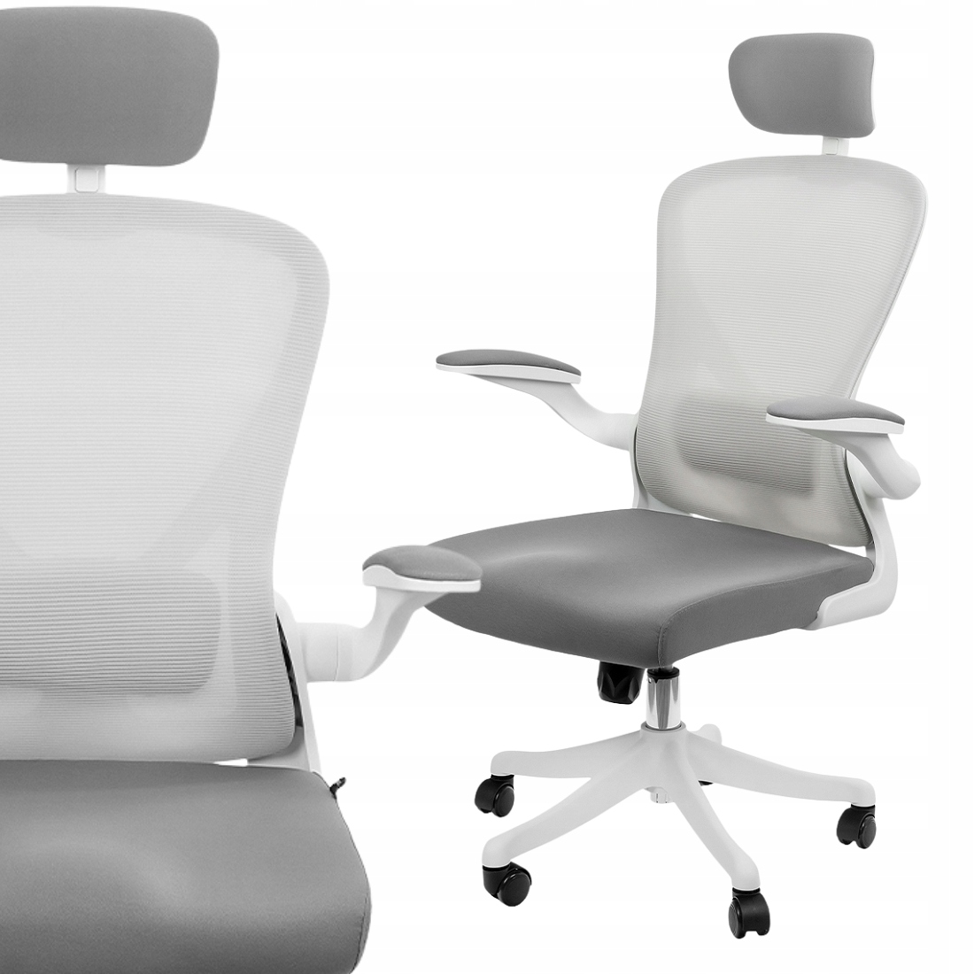 Fotel Materiałowy Krzesło biurowe Obrotowe Regulowany Spacetronik szary