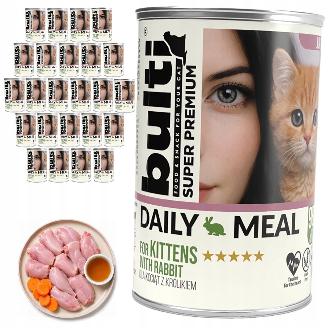 Bulti Daily Meal Kitten vlhké krmivo pro koťata Králík 24x400 g Kompletní krmivo