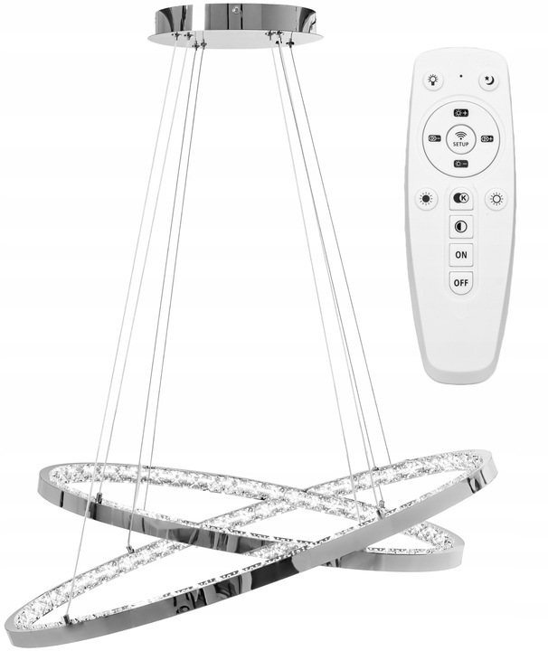 Krištáľová Stropná Lampa Luster Krištáľ Chróm Led Krúžky Toolight