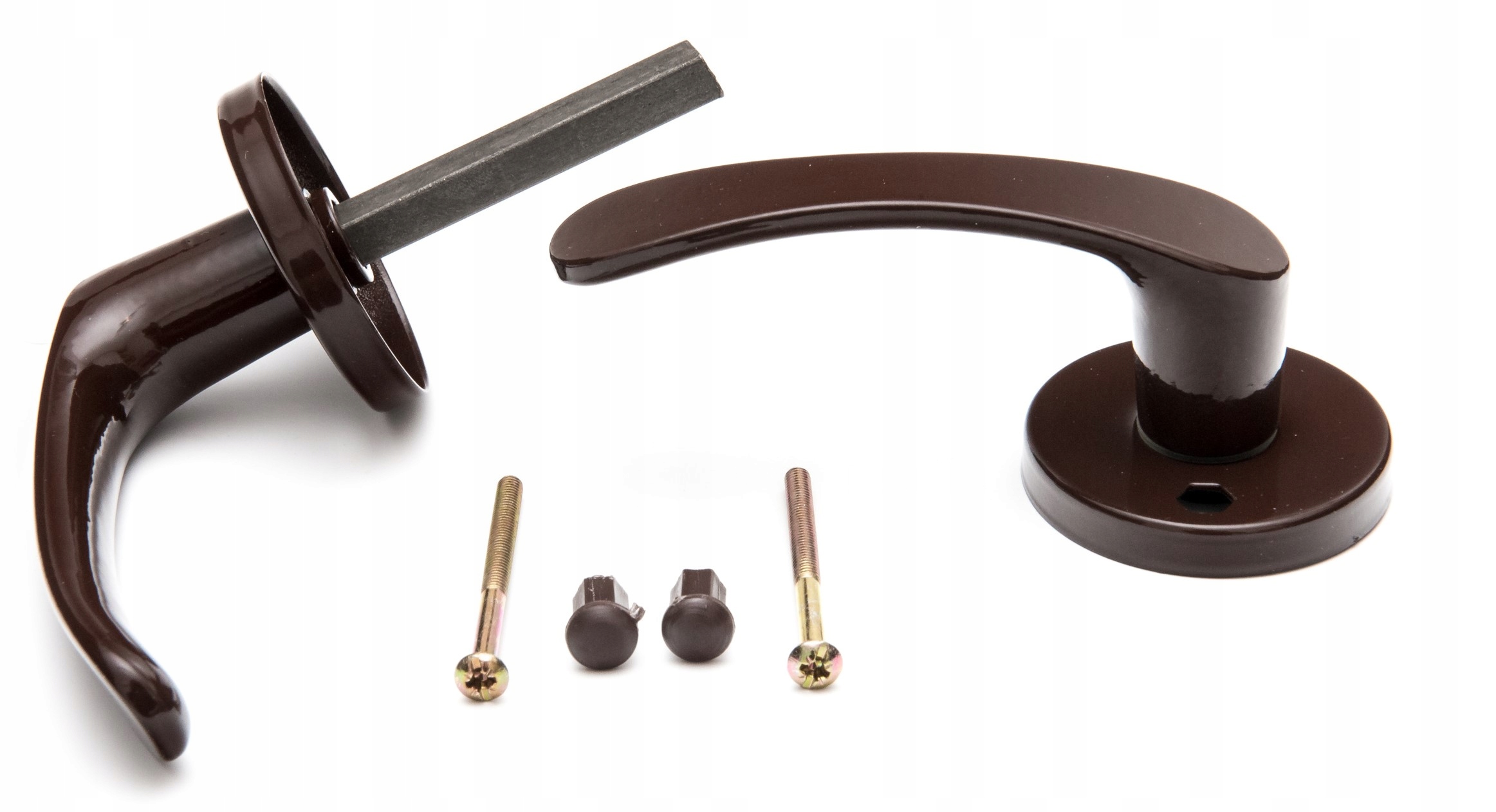 Klamka aluminiowa malowana, okrągły szyld BRĄZOWA Marka Metalnet