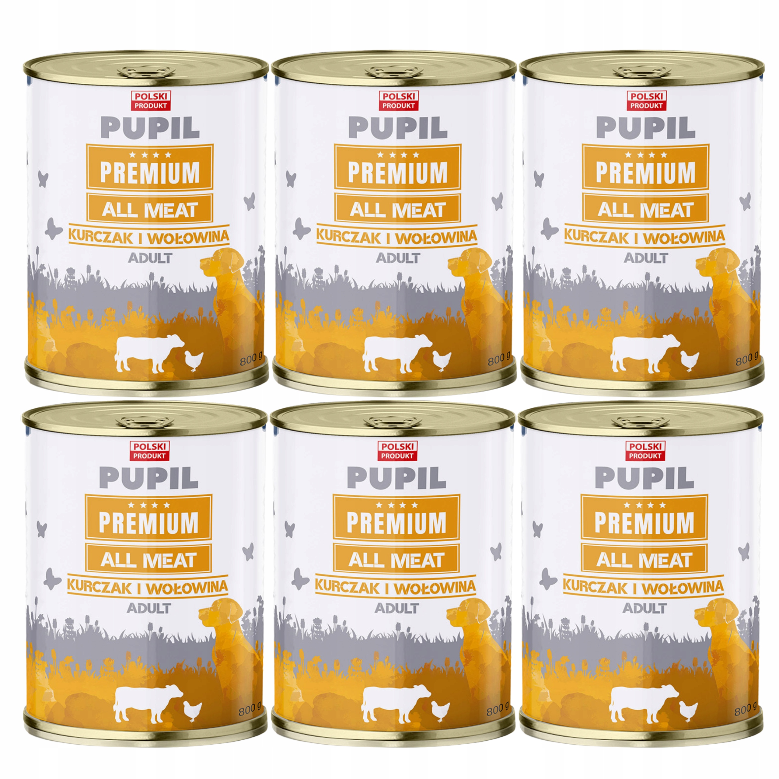 Levně Pupil Premium All Meat Krmivo mokré pro psa Kuřecí hovězí maso 6 x 800 g