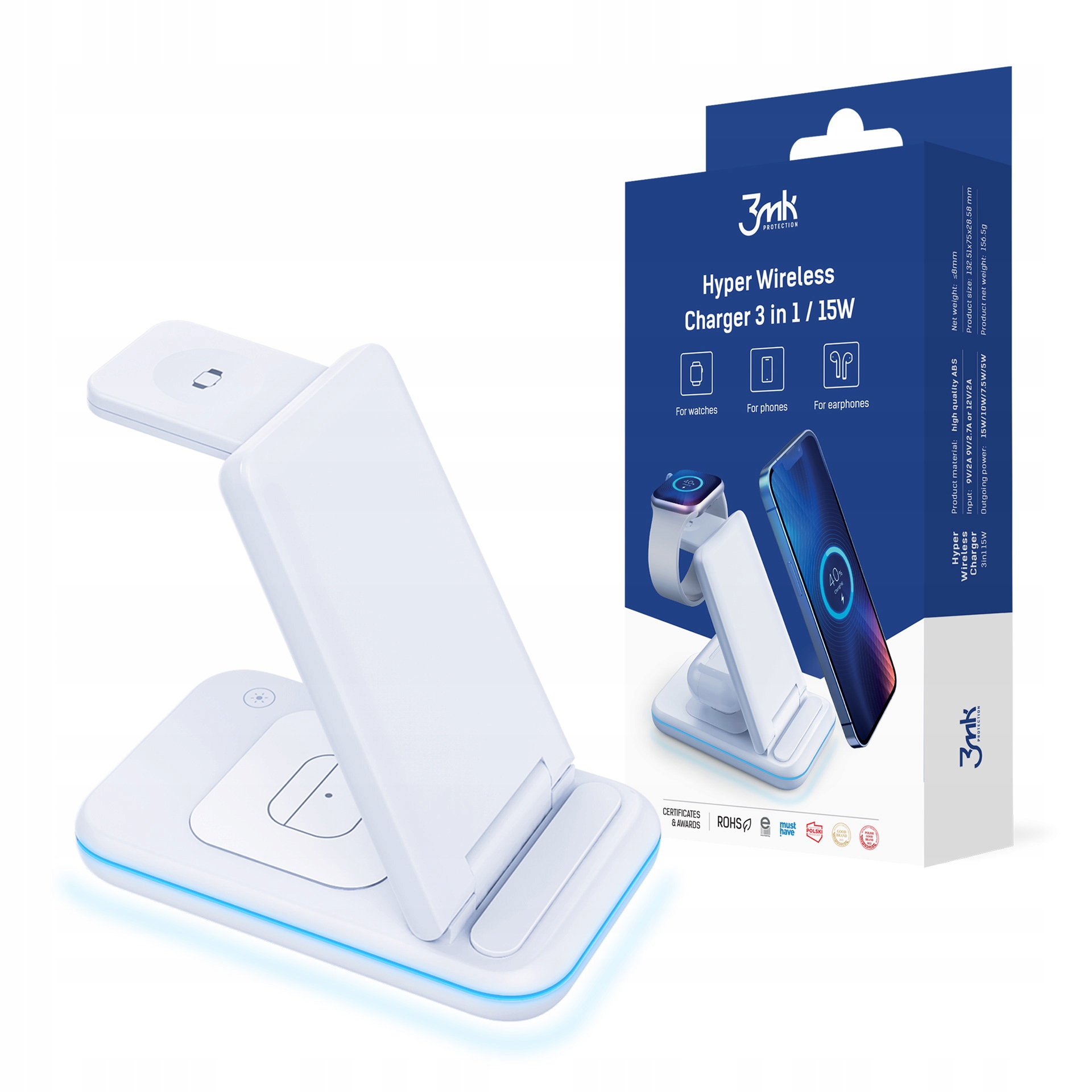 

Ładowarka indukcyjna 3w1 15W 3mk Wireless Charger
