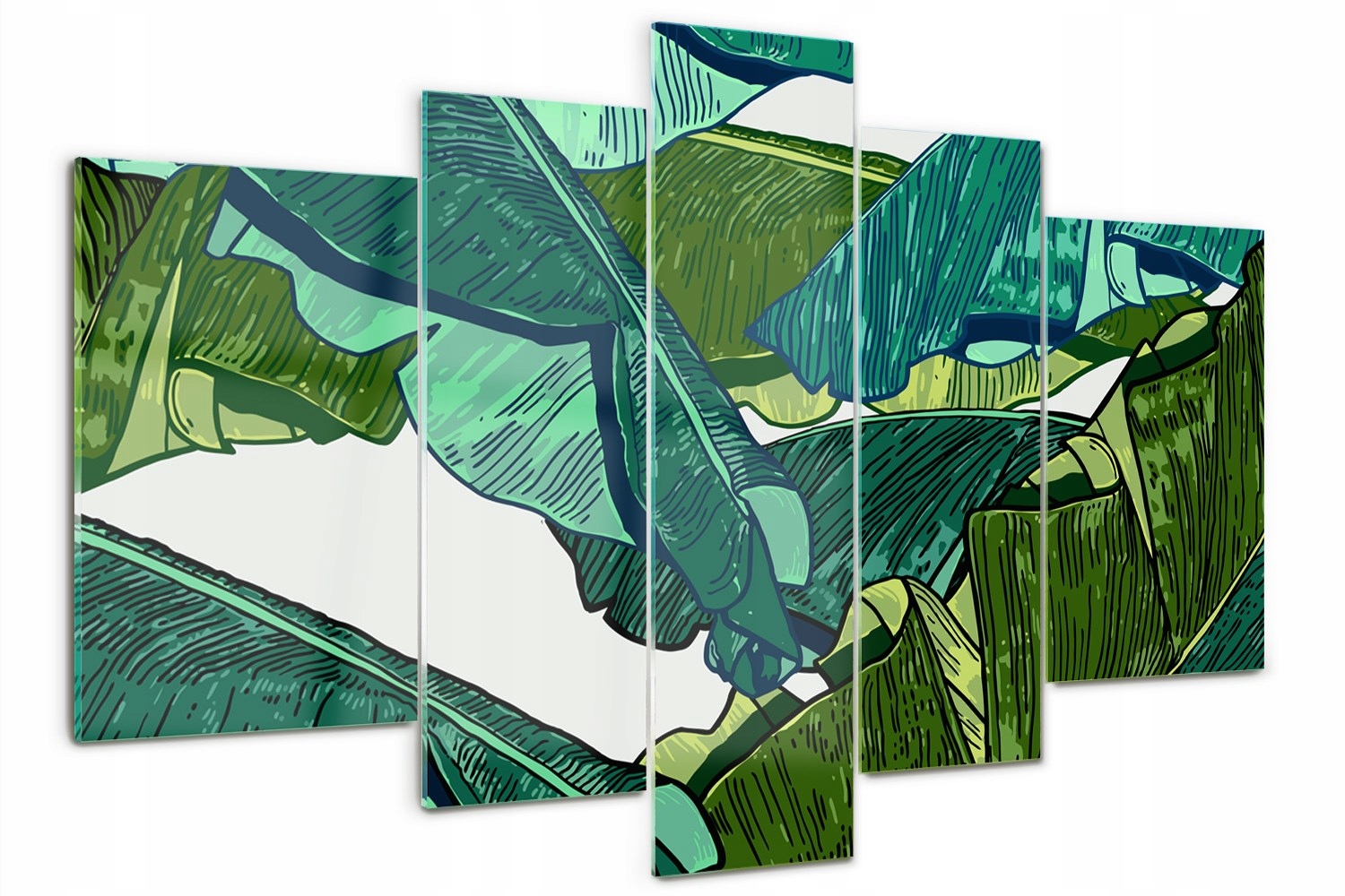 

Obraz szklany tryptyk na ścianę Liście bananowca