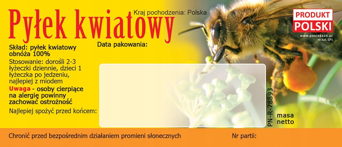 

Paczka etykiet na pyłek kwiatowy (50szt) wzór EP1