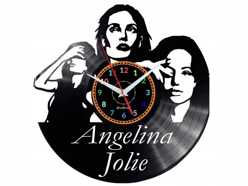 Angelina Jolie Zegar Ścienny Dekoracyjny Nowoczesny Płyta Winylowa Winyl Na