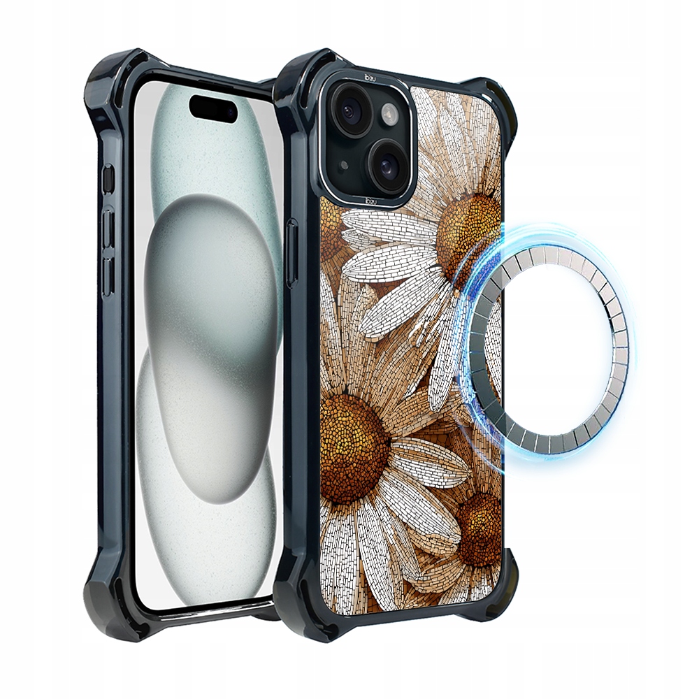 Pouzdro pro iPhone 15 Ibizu DropGuard Ultra s MagSafe, heřmánková mozaika