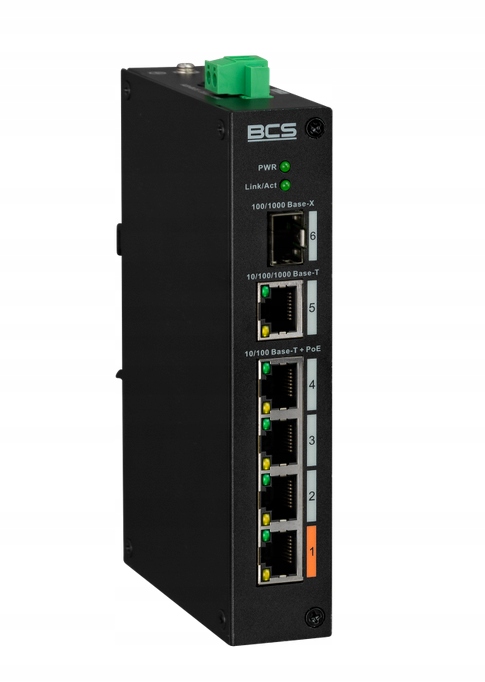 Switch BCS-L-SP0401G-1SFP(2) Line 5 Portowy 4X PoE 1X RJ45 Diody Led