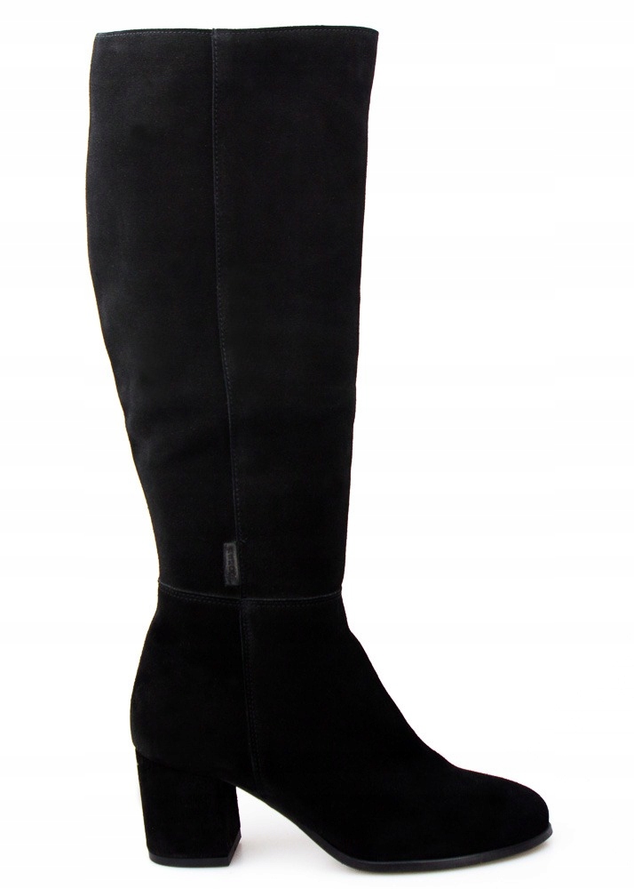 Černé Kožené Kozačky S Nízkým Podpatkem 6.5 CM Pěkné 39