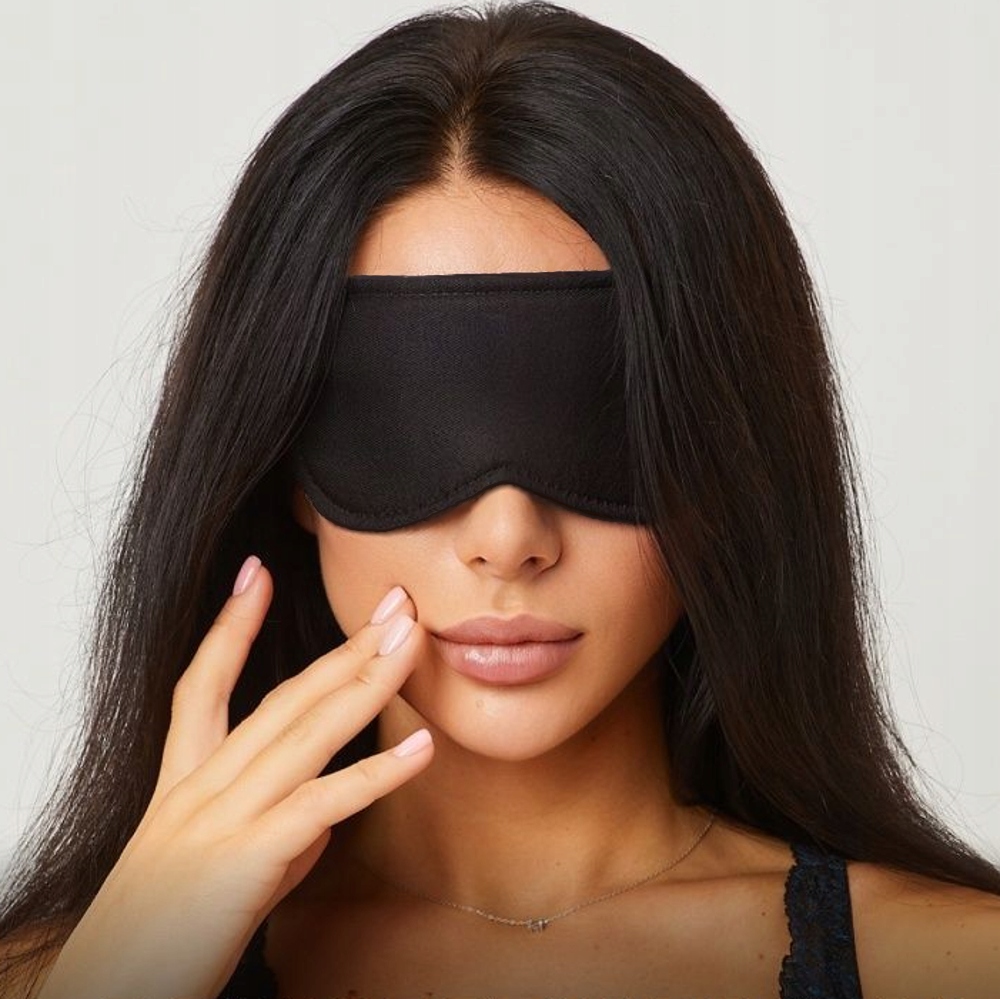 OPASKA NA OCZY do spania i relaxu MASKA REGULOWANA czarna MIĘKKA + JAKOŚĆ Wzór dominujący bez wzoru