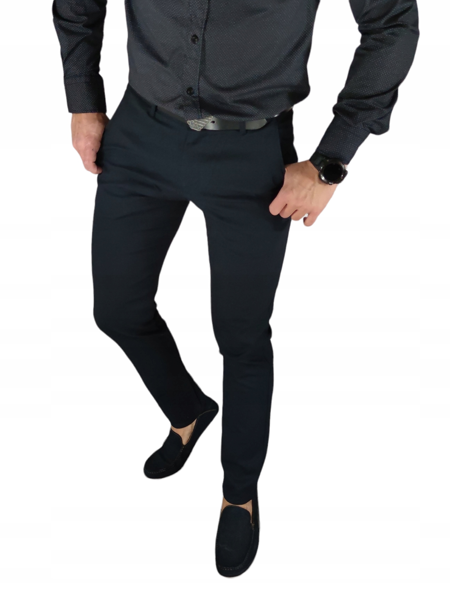 Návštěvní kalhoty slim hladké tmavě námořnická modrá VP18 W36