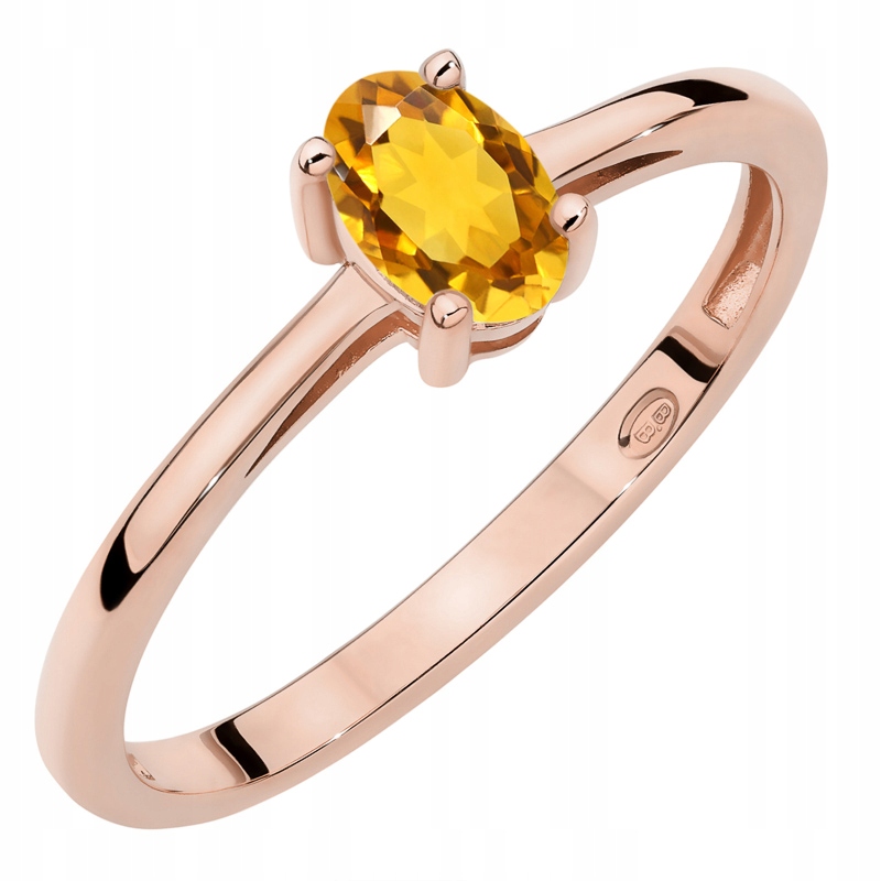 Zlatý Prstýnek Zásnubní pr. 585 s oválným citronem 0.60 ct 14k