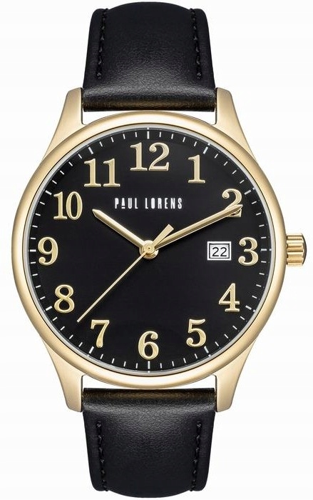 Pánské hodinky Paul Lorens quartzový ciferník černý řemínek černý 41 mm
