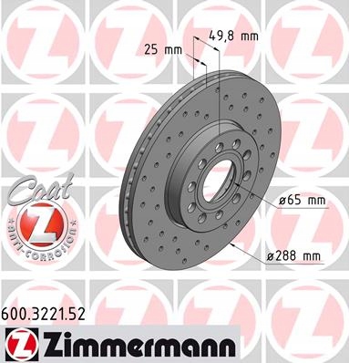 Tarcze ZIMMERMANN SPORT Przód AUDI A3 8P, 8V 288mm Liczba tarcz w ofercie 1
