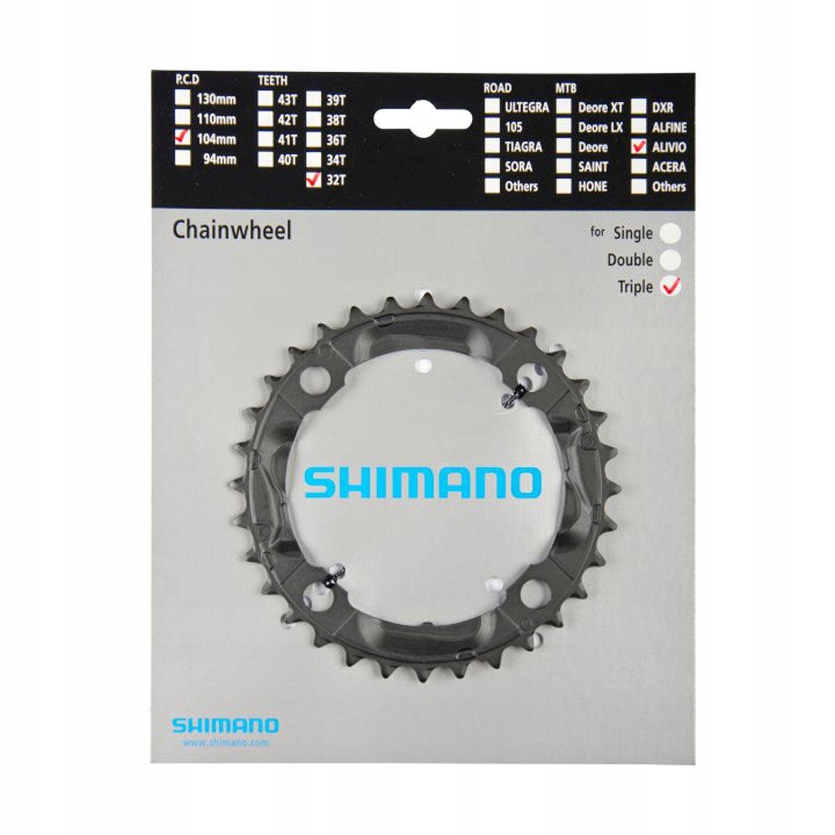 Tarcza Shimano Alivio FC-M430 32T czarna 3x9s Pcd 104mm Zębatka