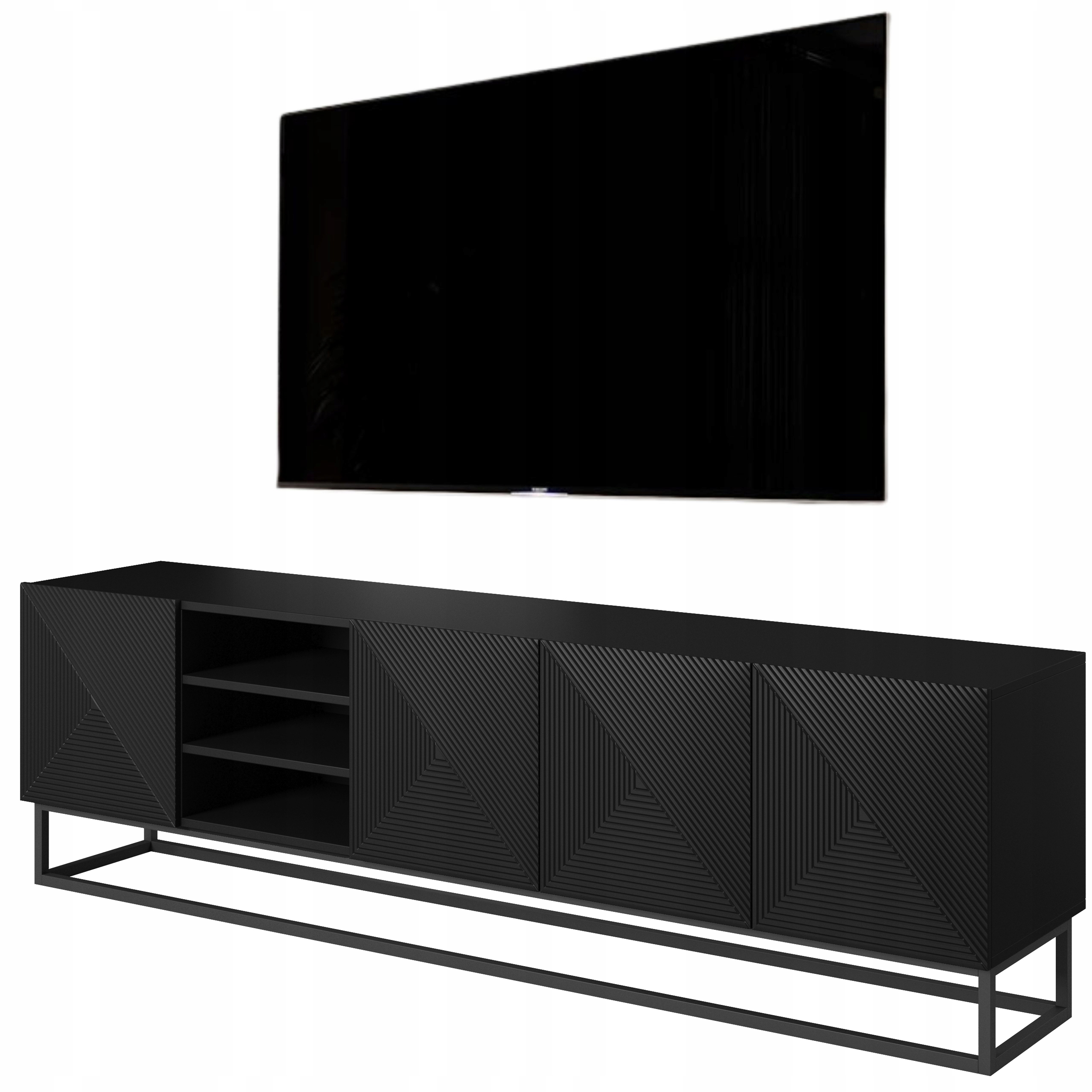 

Szafka Rtv Loft 200 cm na metalowych nogach Czarna