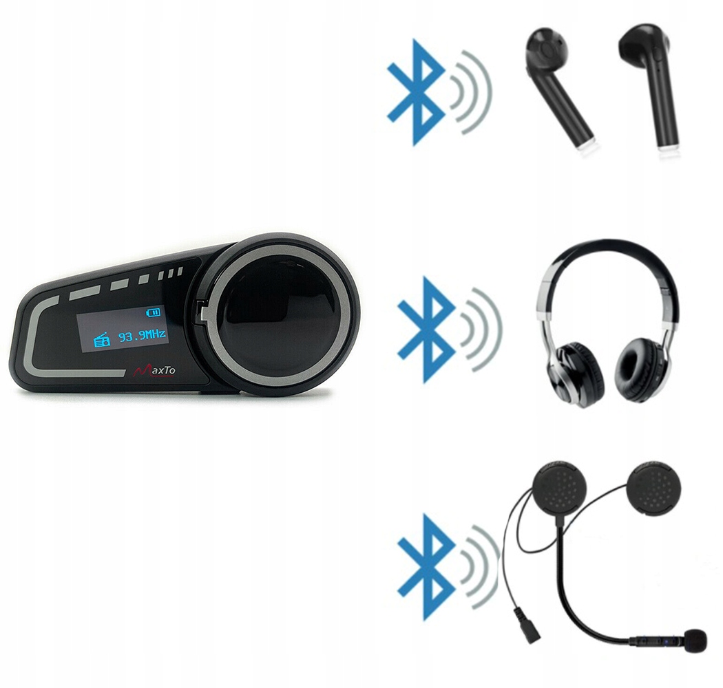 Interkom Bluetooth MaxTo M2C DO 6 KASKOW LCD Base Unit Mount adhesive fastened