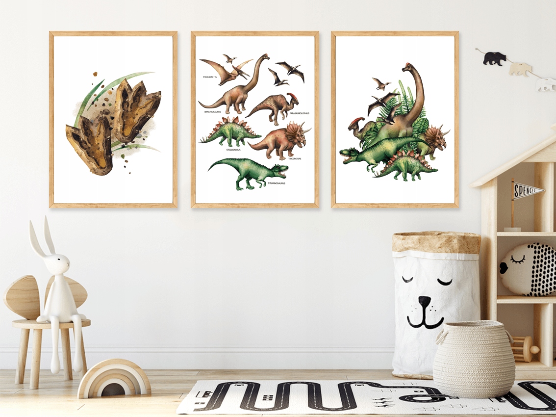 PLAKATY dla dzieci z dinozaurami Dinozaury plakaty do pokoju dziecięcego A4 Marka inna