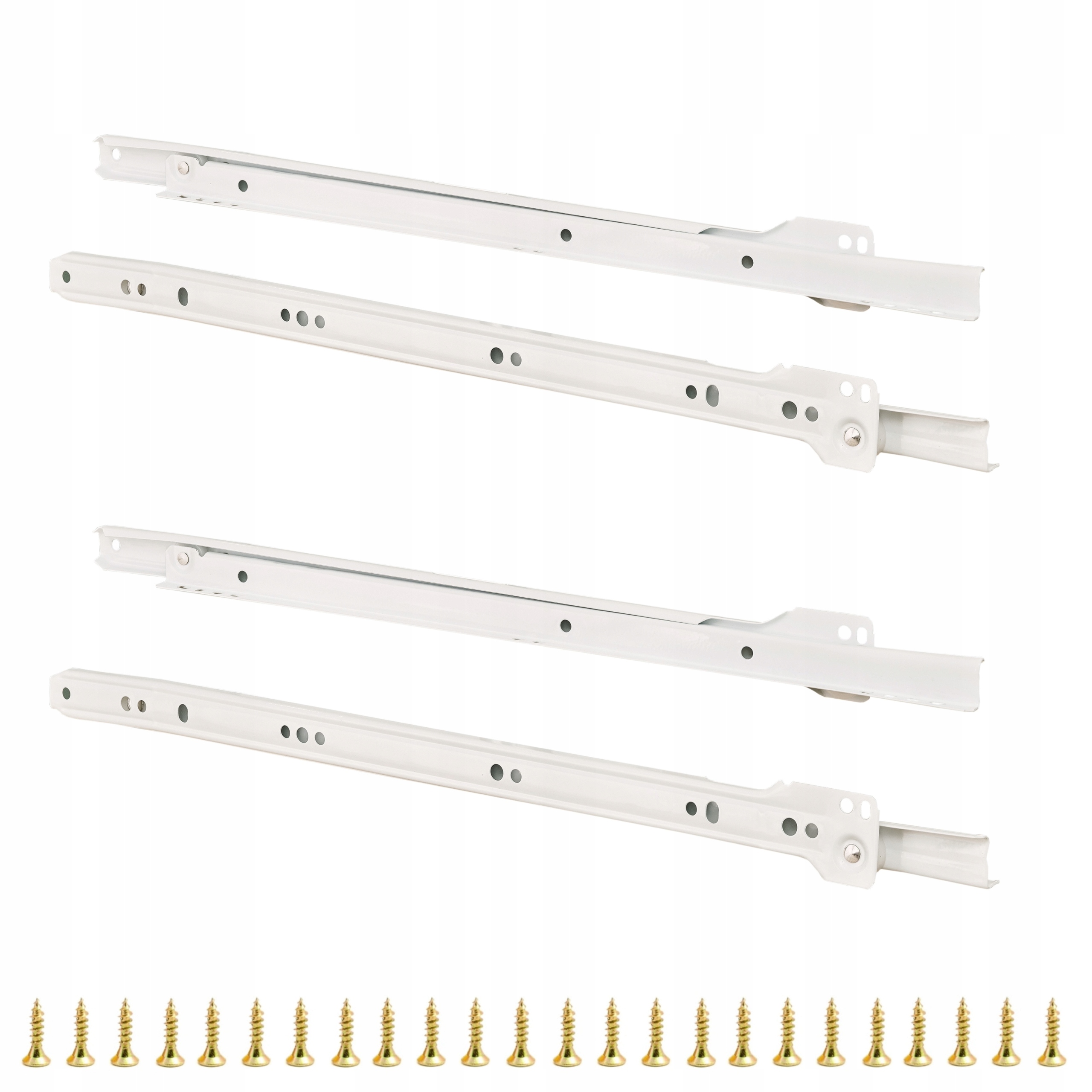 2 x ZESTAW - PROWADNICA MEBLOWA ROLKOWA REJS L+P DO SZUFLAD 400 mm + WKRĘTY