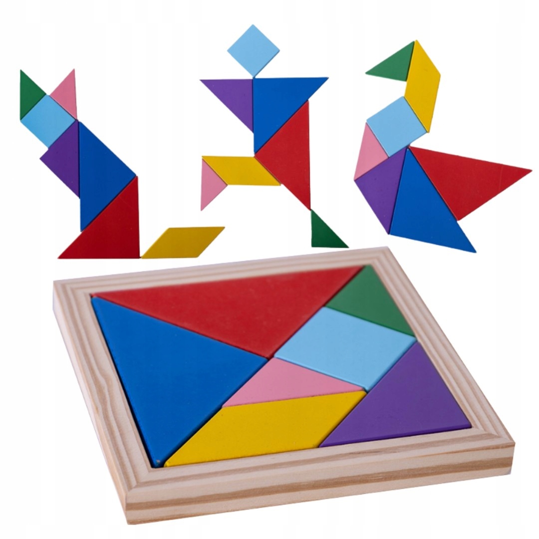 

Tangram Drewniana Układanka Klocki Gra Logiczna