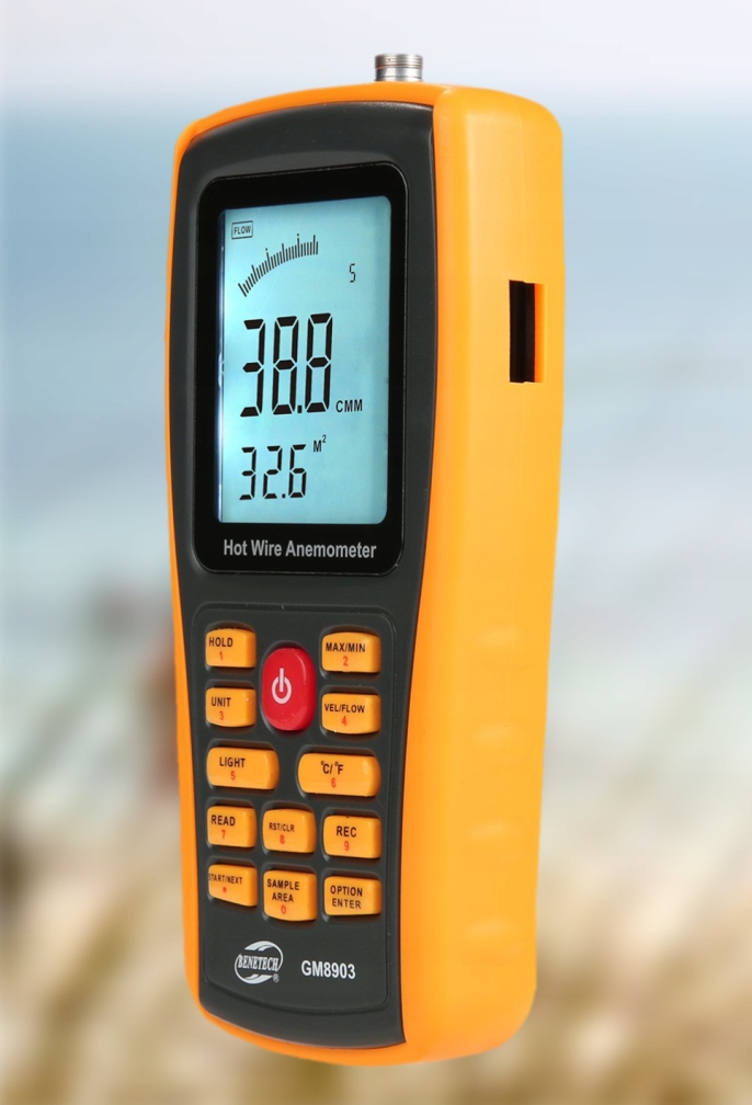 ANEMOMETR HOT WIRE TERMOANEMOMETR SONDA USB POMIAR PRĘDKOŚCI WIATRU Model GM8903