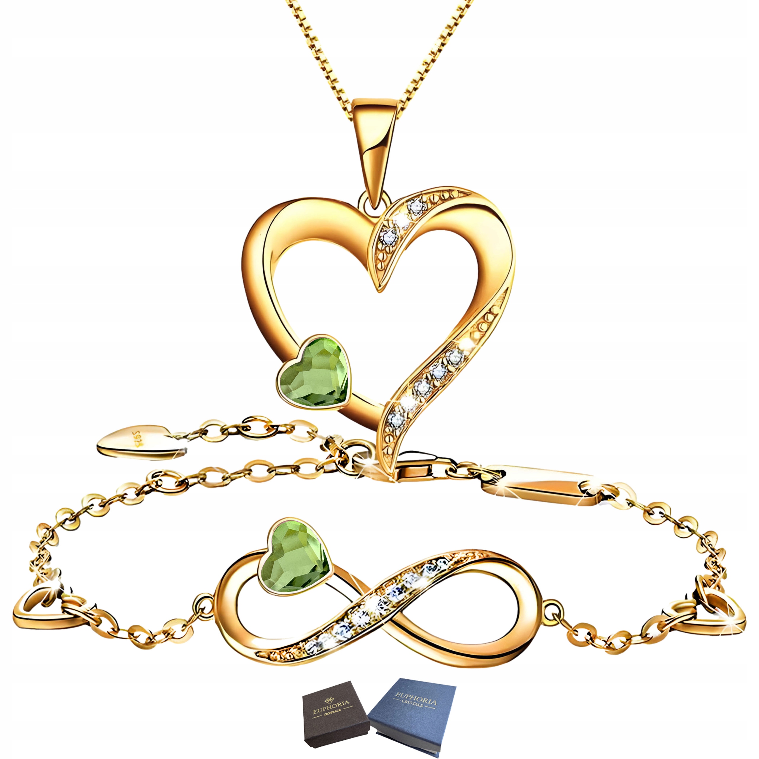 Zlatý komplet Náramek a náhrdelník Srdce Stříbro 925 jako Dárek set