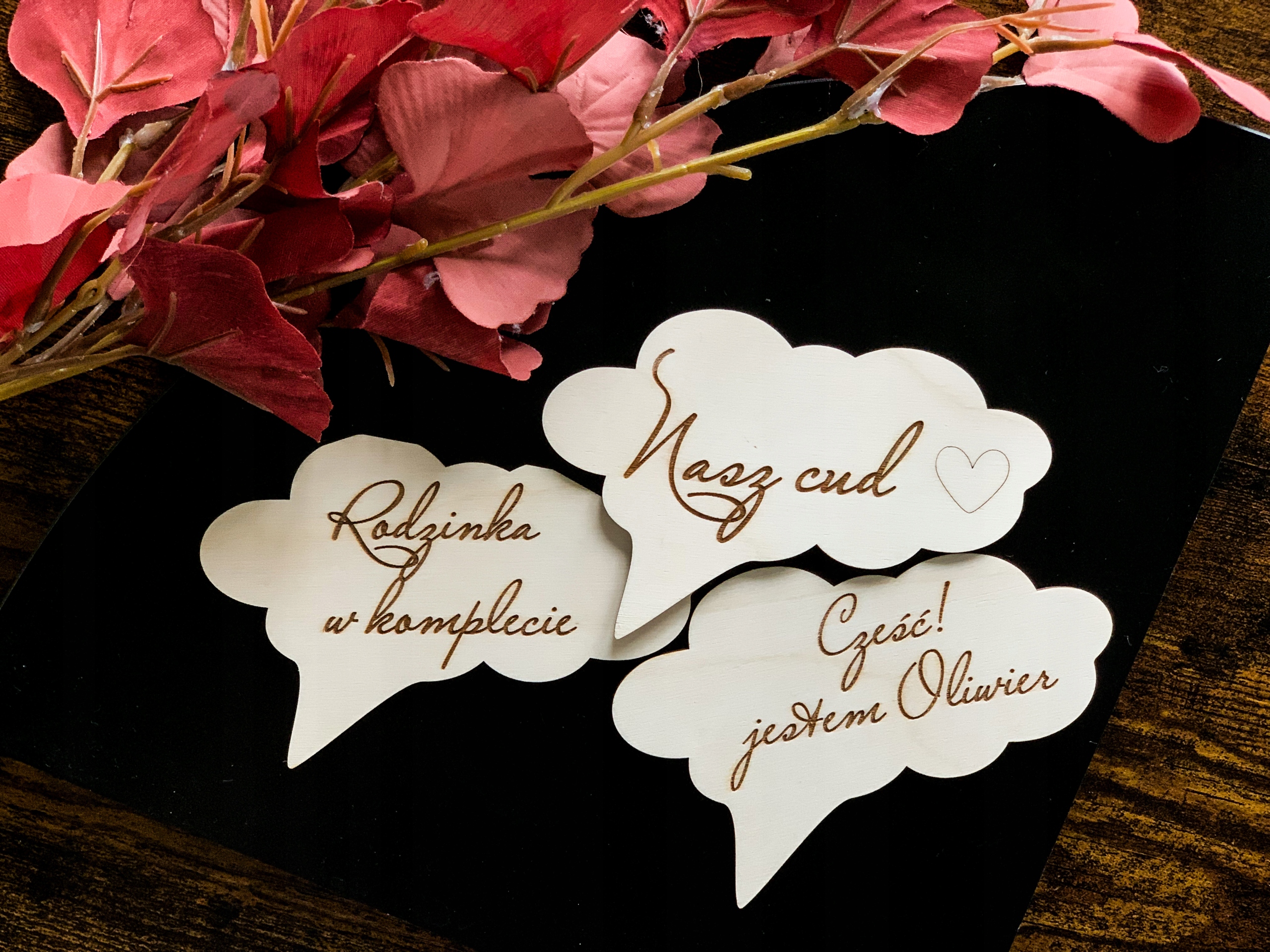 TABLICZKI DO ZDJĘĆ DREWNIANE PREZENT NA CHRZEST Wysokość produktu 9.5 cm