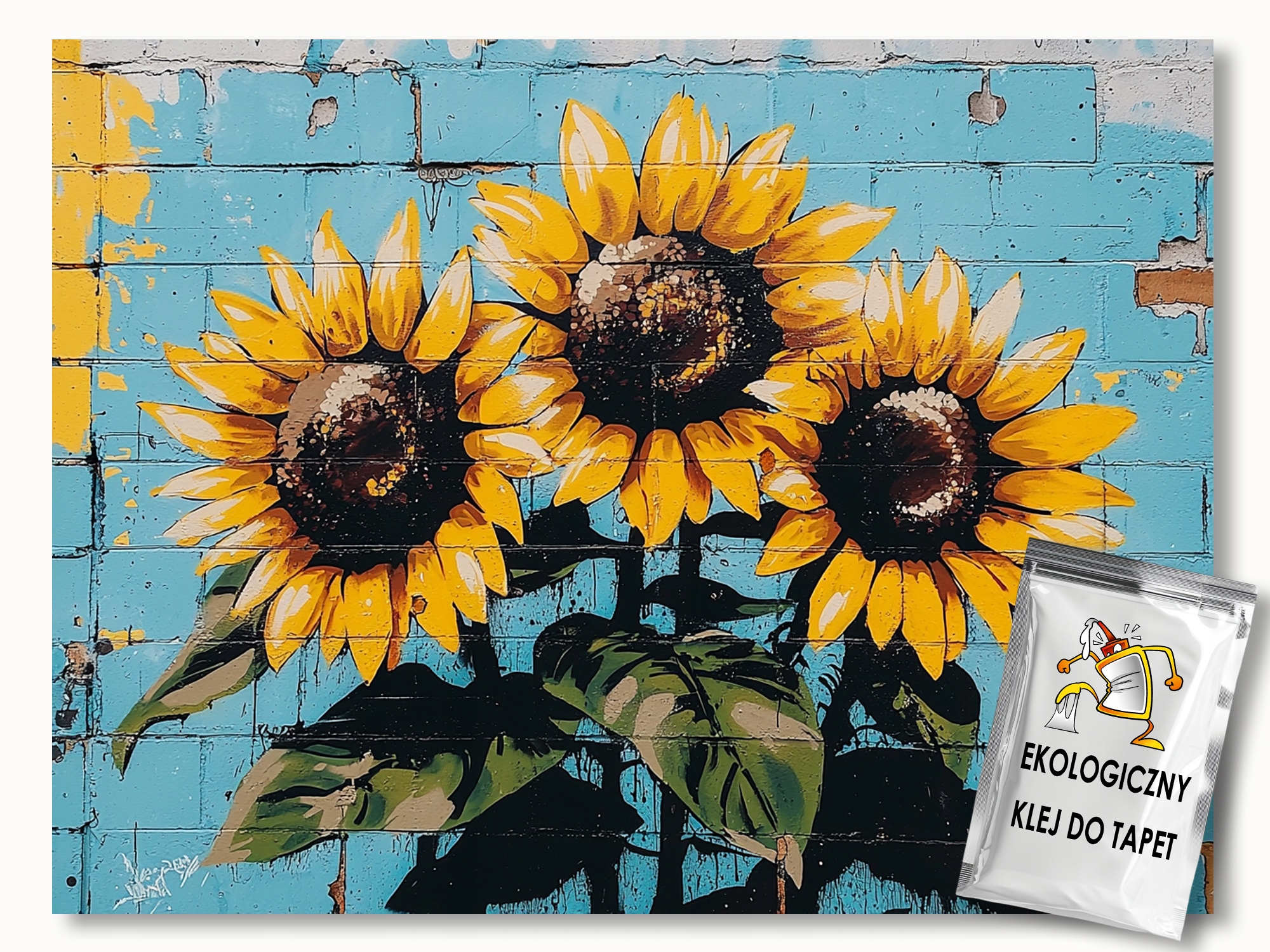 Fototapeta Flizelina Tehlová Stena Graffiti Kvety Slnečnica 416x290 130g