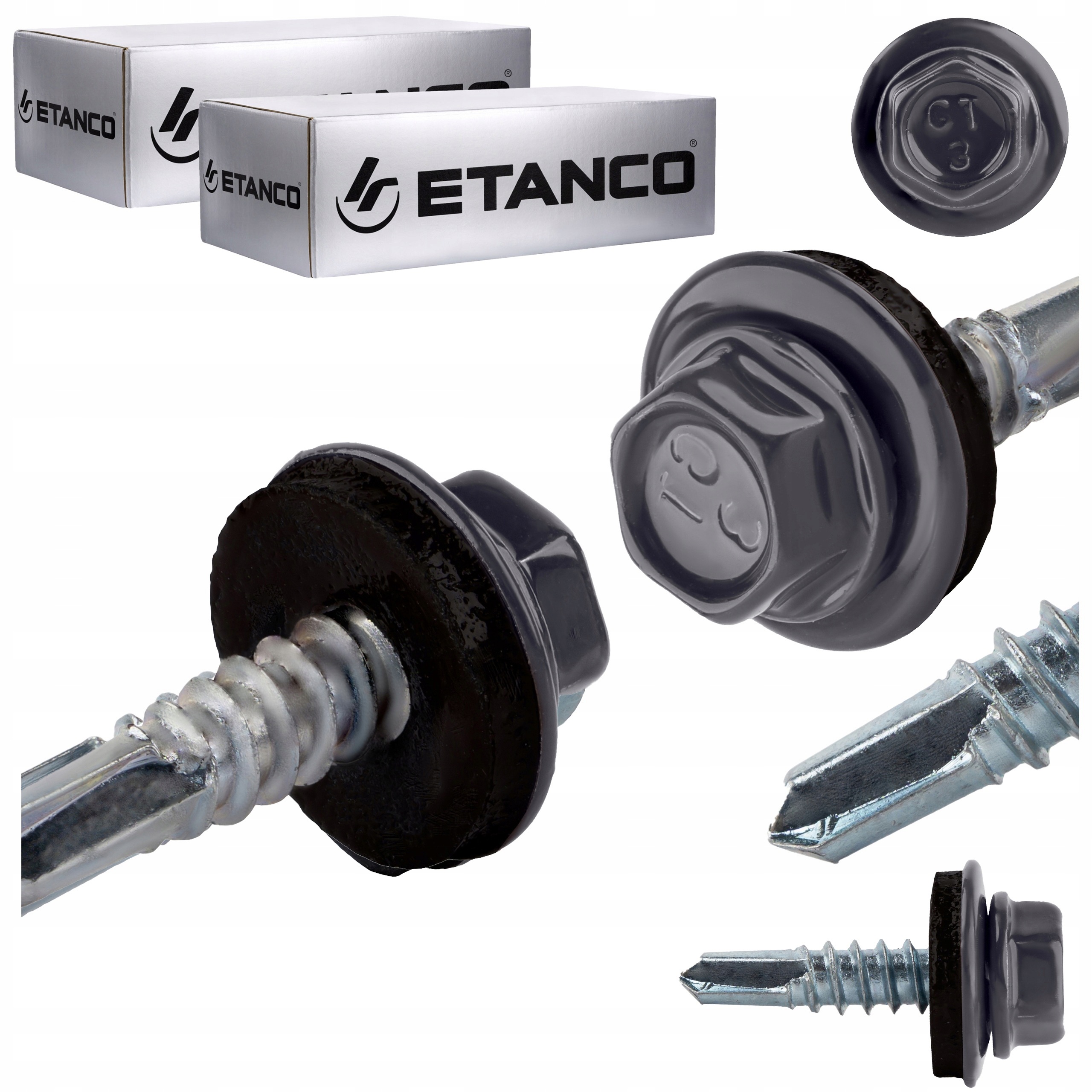 Samovrtné šrouby do kovu 3 mm 4,8 x 19 mm Ral 7024 500 ks Etanco GT3 Z14