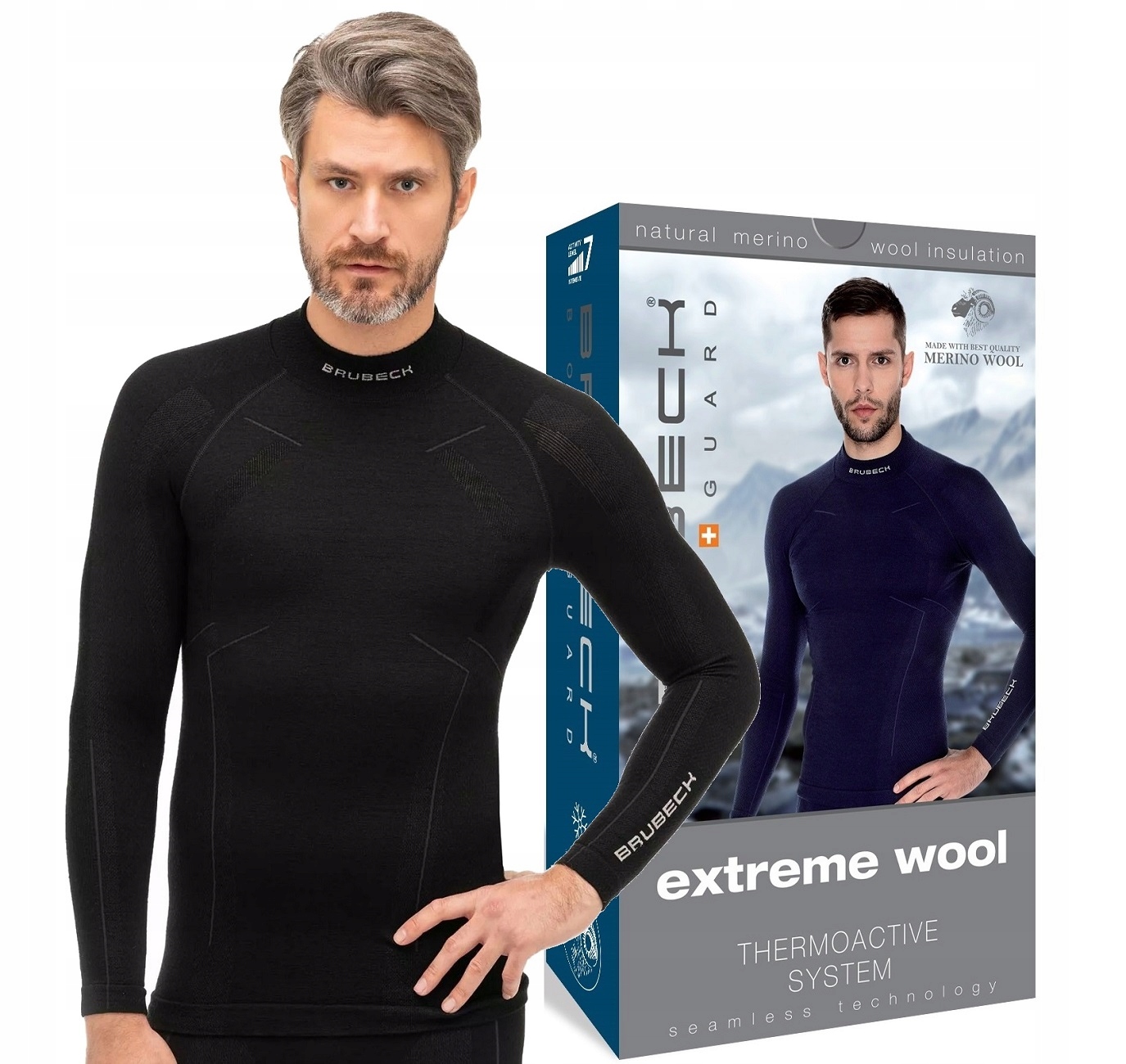 Ciepła Męska Termiczna Koszulka Wool Na Narty 2XL