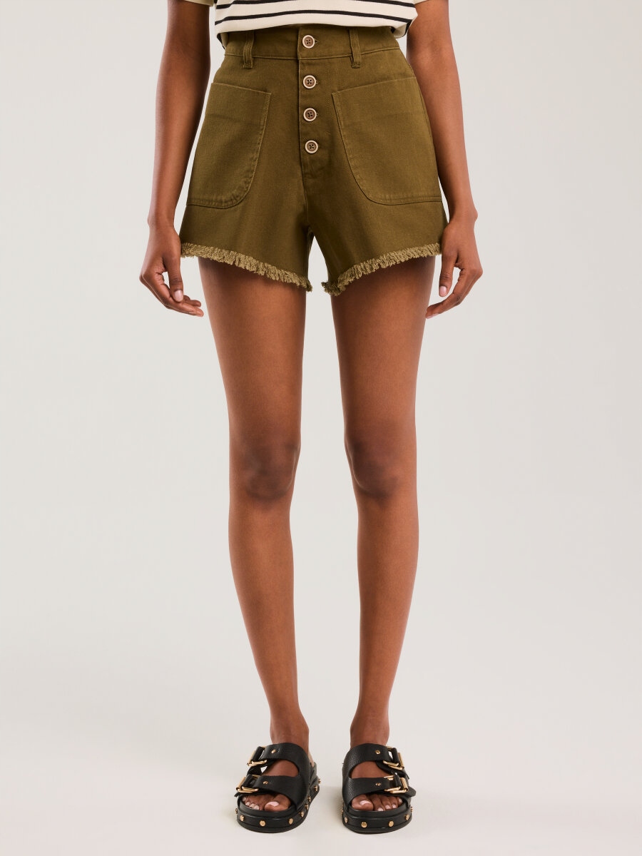 Big Star Dámské Šortky S Drsným Khaki Povrchem Gusti 303 S