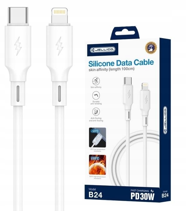 Szybki Kabel 60W PD QC USB C do Lightning Ładowarki Quick Charge 1m JELLICO