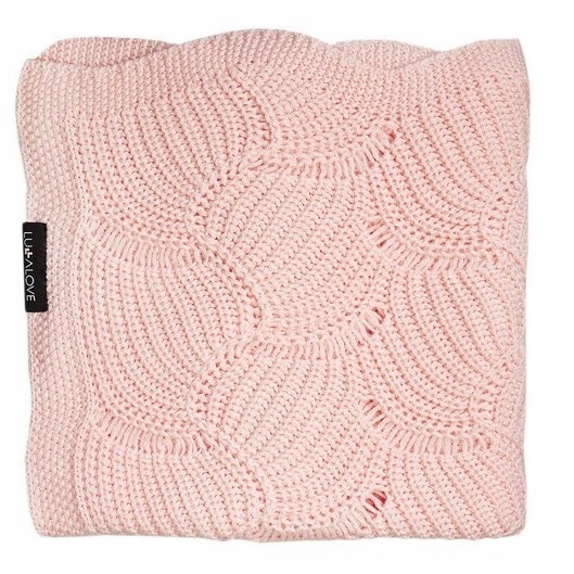 LULLALOVE bambusowy kocyk ażurowy muszelka Różowy