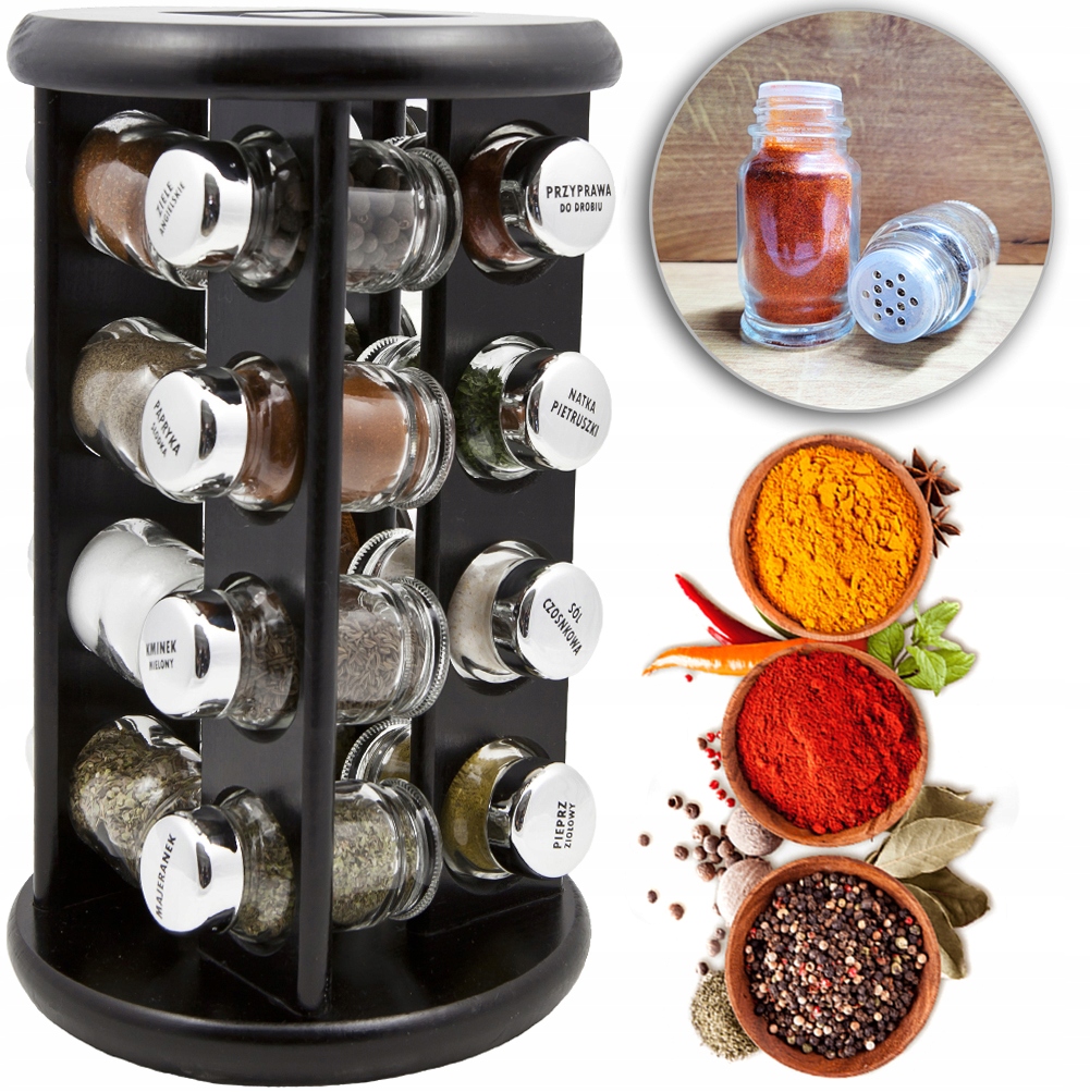 Kořenka Otočný Stojan Na Koření Sada 16 Ks