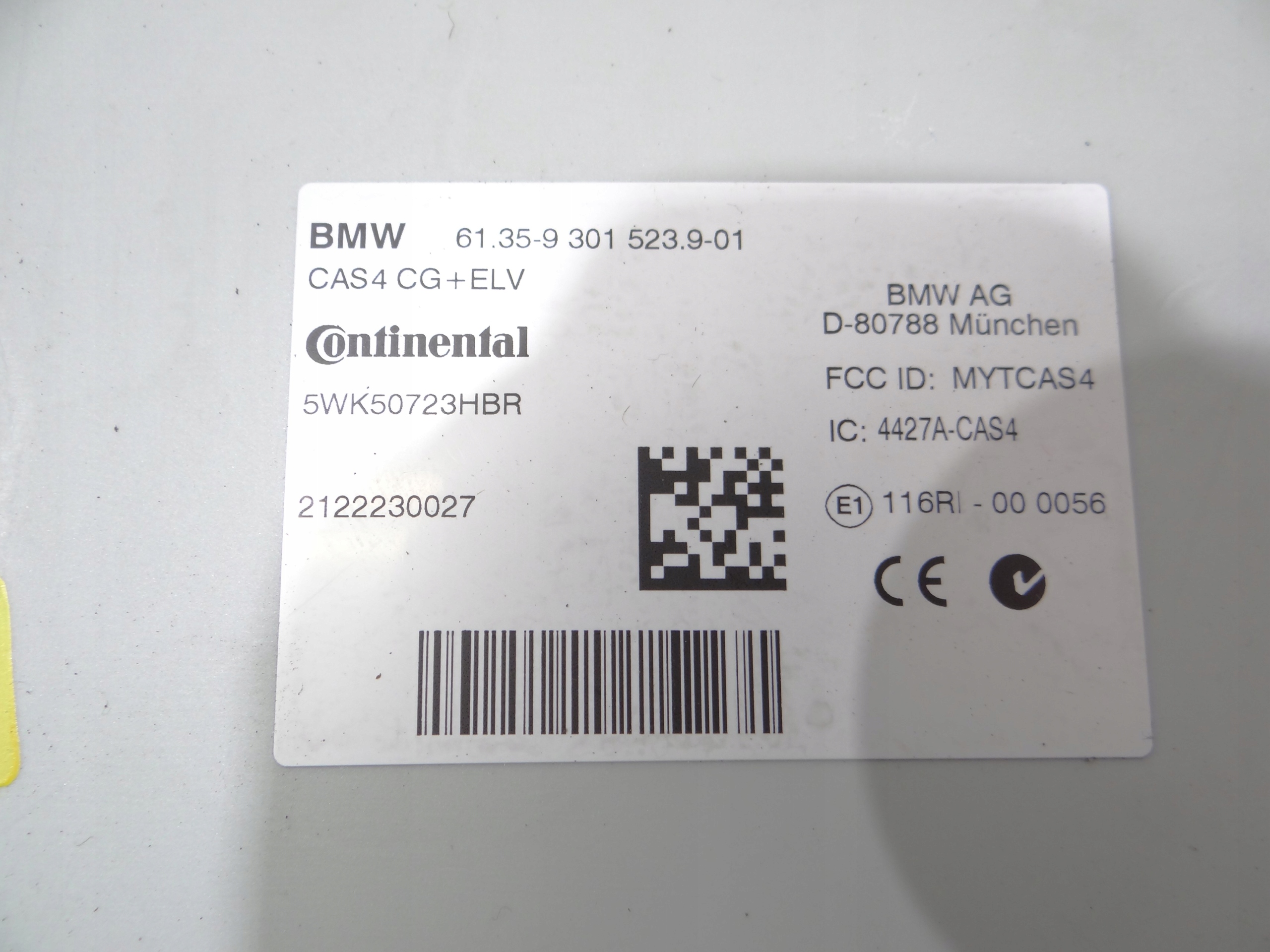 module control unit CAS BMW 5 F10 F11 9301523