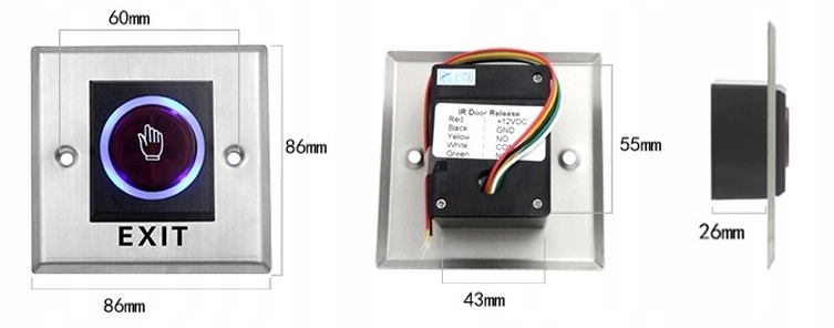 PODTYNKOWY PRZYCISK WYJŚCIA OTWARCIA DRZWI FURTKA BRAMA LED ZBLIŻENIOWY IR Rodzaj domofonu Wielorodzinny