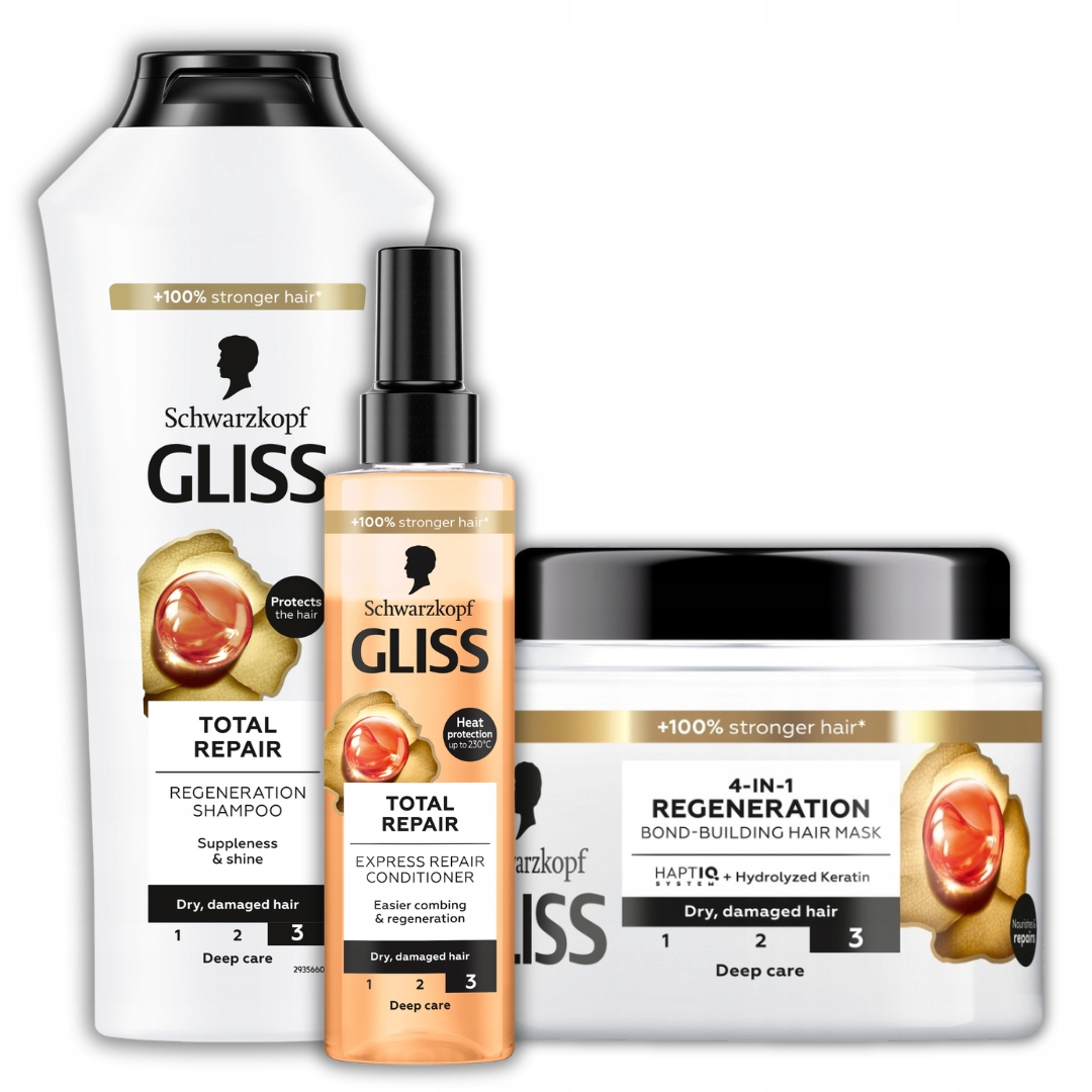 Gliss Total Repair sada pro péči o vlasy MIX 3 ks