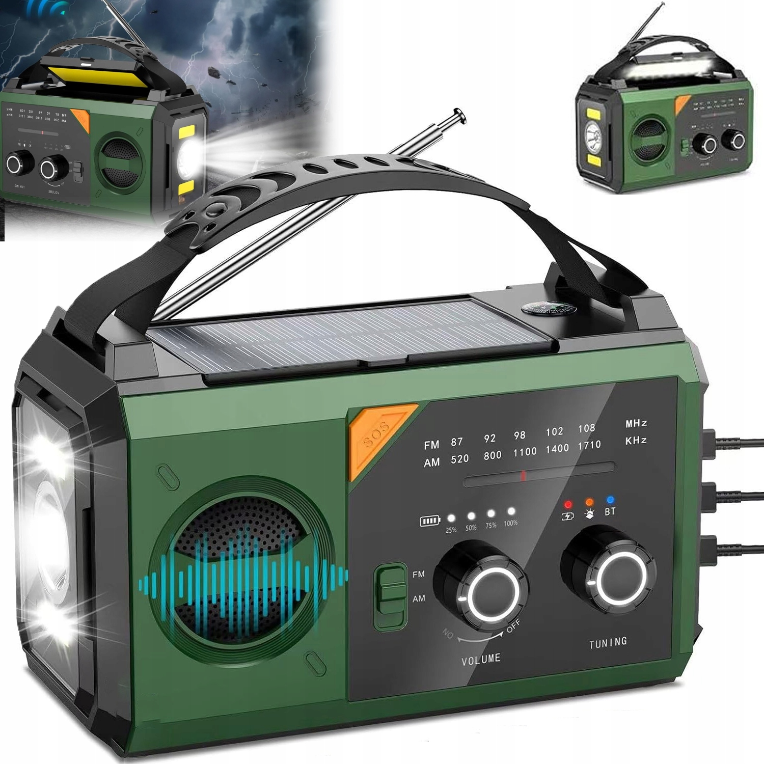 Survival Solárne rádio s kľukou Power Bank 20000 mAh Bluetooth 5.3 Baterka