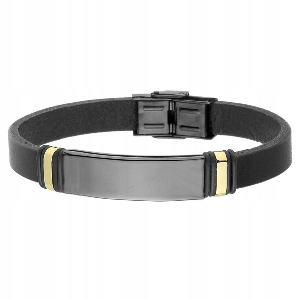 Pánský náramek Černo Zlatý Manoki Gravírování