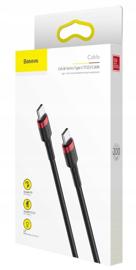 Baseus Kabel USB-C Power Delivery 60W QC 3.0 2m Zgodność ze standardem Quick Charge 1.0 Quick Charge 2.0 Quick Charge 3.0