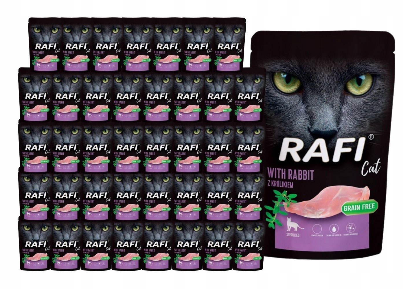 Levně Rafi mokré krmivo pro kočky s králíkem 40x100g