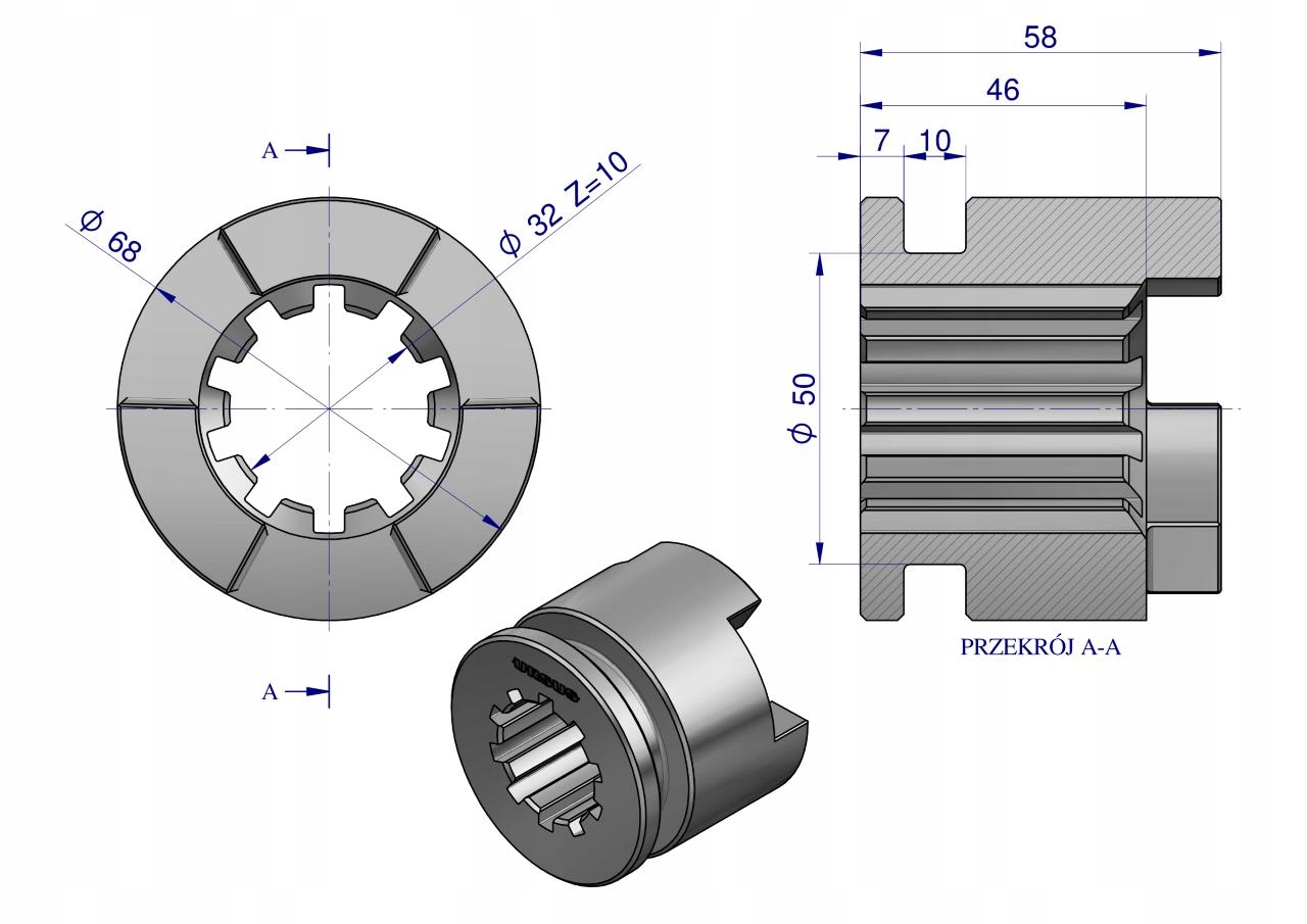 Sprzęgło kłowe przesuwne blokada mechanizmu różnicowego C-330 ORYGINAŁ URSU Producent części Ursus
